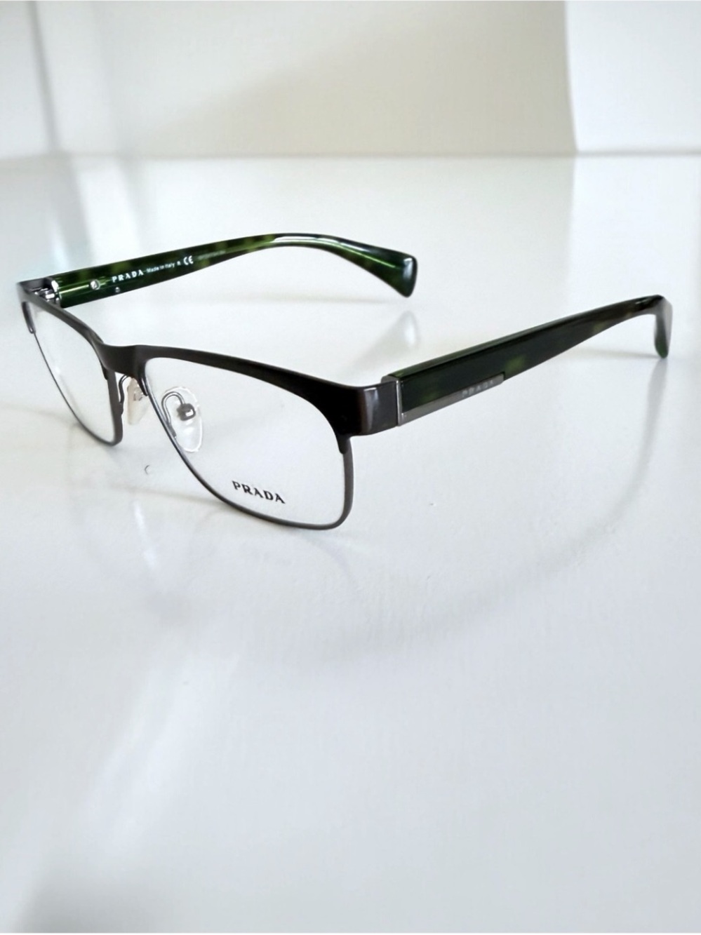 Rare Prada VPR 61P Rectangular Eyeglasses Men Women Green Tortoise Frames 53mm